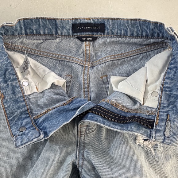 Aeropostale Mom Jeans Distressed Size 0 Blue Ankle Slouchy Grunge 90s 24x27 - Picture 4 of 11
